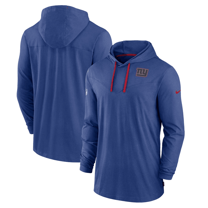 Men's New York Giants Royal Sideline Pop Performance Pullover Long Sleeve Hoodie T-Shirt